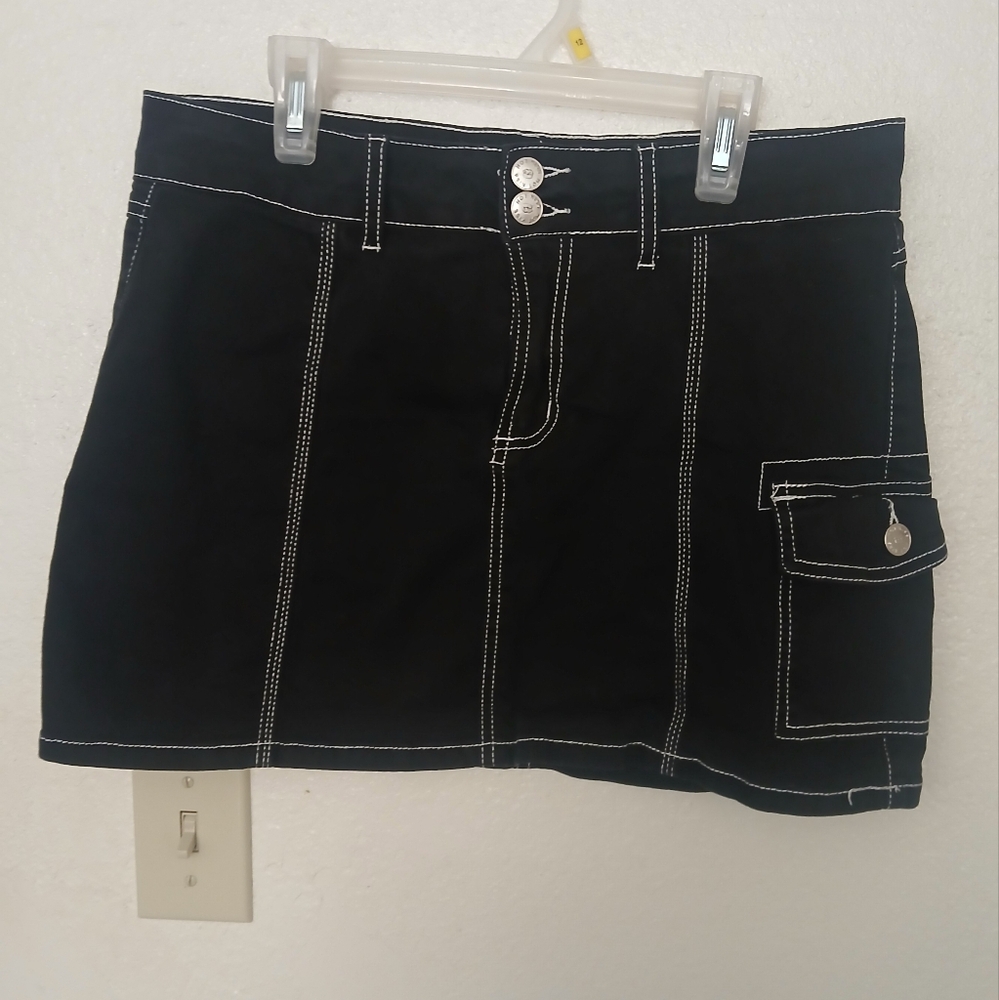 Black Mini Skirt with White Stitching